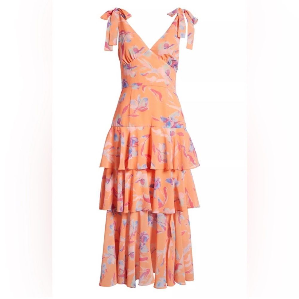 WAYF | Floral Tiered Orange Dress
